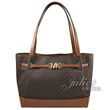 【茱麗葉精品】全新精品 MICHAEL KORS 專櫃商品 Reed 金屬LOGO印花拼接肩背托特包.深咖 現貨