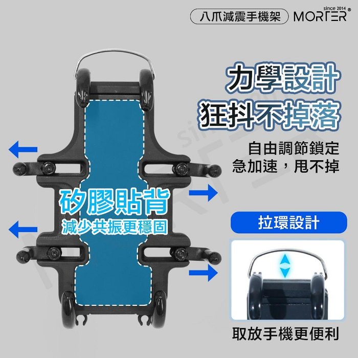 『現貨免運-送好禮』八爪減震防盜 機車手機架 手機支架 摩托車手機架 摩托車手機架 導航架 電動車手機架 MorTer