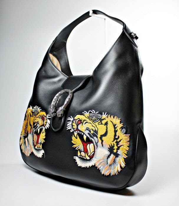 【桑園の】 GUCCI 酒神系列 中國風 限量款 老虎刺繡 HOBO包 手提包 盒裝美品 SS 6143