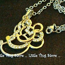 Little Ting Store: 生日禮物水晶鑽 重疊大中小米老鼠米奇飾品 短項鍊/頸鍊 鎖骨鍊