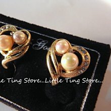 Little Ting Store 德國進口古董珠寶珠光大小珍珠黃金K色金屬耳環夾式螺旋夾耳環貼耳飾