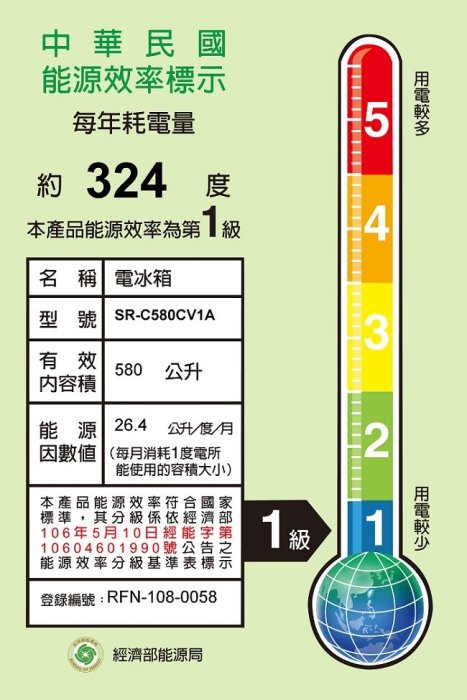 汰舊換新再折5000元《台南586家電館》台灣三洋580公升1級變頻3門電冰箱【SR-C580CV1A】觸控溫度調整