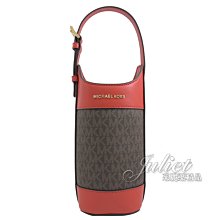 【茱麗葉精品】全新精品 MICHAEL KORS 專櫃商品 GIFTABLES MK印花皮革手提飲料袋.深咖/紅 現貨