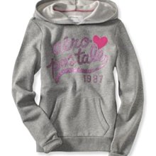 (嫻嫻屋) 全新正品現貨Aropostale美國校園潮牌-Aero 87 Glitter Heart Popover Hoodie灰色愛心帽T S