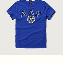 Maple麋鹿小舖 Abercrombie&Fitch ＊AF 寶藍色電繡貼布徽章短T＊( 現貨S/L/XXL號 )