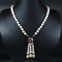 珍珠林~新品到~限量設計商品~可拆式8m/m高級雙彩玫瑰粉琉璃珍珠香檳鋯石墬Y字項鍊#839