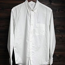 CA 日本品牌 UNIQLO 白底點點紋 純棉 長袖襯衫 L號 一元起標無底價Q258