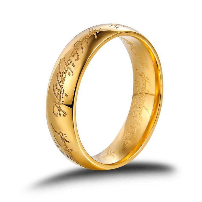 眾信優品 至尊魔戒精靈文戒指 18K黃金玫瑰金白金指環同款男女情侶對戒定做SP1000