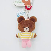 日本the bears school 穿黃色橫條T恤上學熊學校熊掛鉤鑰匙圈吊飾