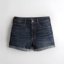 【HOLLISTER Co.】【零碼23腰】HC女款牛仔短褲高腰下反折素款深藍 F09190908-04