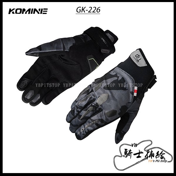 ⚠YB騎士補給⚠ KOMINE GK-226 黑迷彩 短手套 手套 夏季 防摔 透氣 觸控 GK226 日本