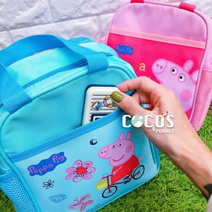 正版授權 Peppa Pig 佩佩豬 餐袋 便當袋 手提袋 兩側可放置水壺 粉色款 COCOS DK280