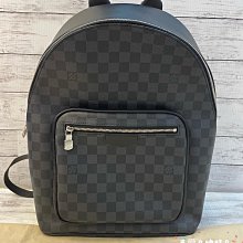 《真愛名牌精品》LV N40365 JOSH BACKPACK  黑格黑邊PVC後背包 *全新*