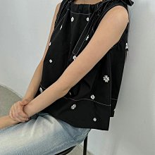 *~fuyumi boutique~*100%正韓 24S/S 肩膀結刺繡花背心 黑/象牙白/芥黃/素黑/素白