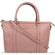 【茱麗葉精品】全新精品GUCCI 449655 經典雙G緹花全皮革兩用托特包.粉(大) 預購