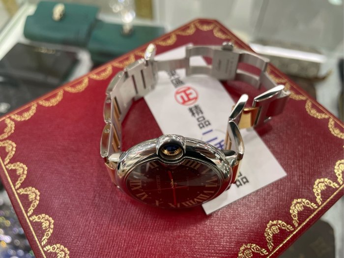 ㊣東區正精品㊣Cartier 18k半金藍氣球咖啡色錶面腕錶 RZ2443