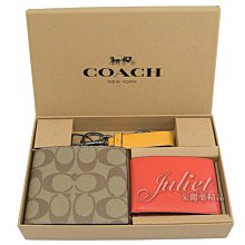 【茱麗葉精品】全新精品 COACH 專櫃商品 CA005 老花撞色短夾鑰匙圈禮盒組.駝/紅黃 現貨