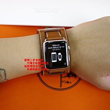優買二手精品名牌店 Hermes Apple Watch 不銹鋼焦糖牛皮 寬手環 智能錶 手錶 42MM 稀少 出清特價