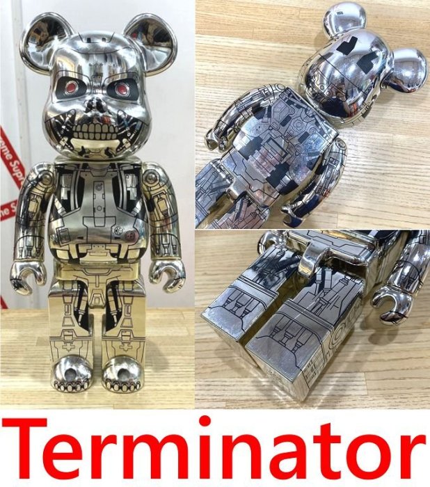 BLACK美中古BE@RBRICK x魔鬼終結者TERMINATOR SALVATION電鍍銀400%庫柏