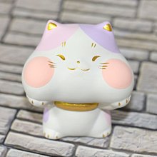 福福胖臉頰 招財貓 淡色系 8cm 陶製 日本正版 吉祥物 緣起物