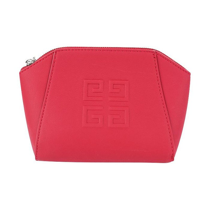 熱賣*紀梵希貝殼化妝包PU紅色收納包可diy改造手拿包零錢包 專柜贈品包-好鄰居#特價