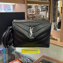 ☆最愛二手精品☆ Saint Laurent YSL Toy Loulou 全新黑色全皮銀字LOGO 釦式翻蓋斜背包方胖子包 678401 XG7107