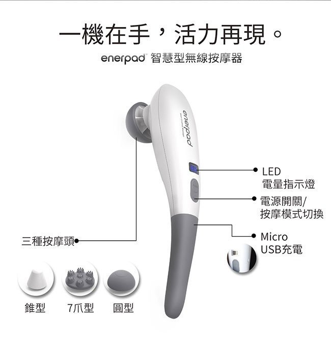 驚爆價單機1680元免運～Enerpad智慧型無線按摩器 四色任選 (沉穩黑/玫瑰金/雅緻白/熱情紅)