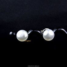 珍珠林~皮光特佳5.1mm真珠穿洞式耳環~純正天然淡水白真珠#536+1