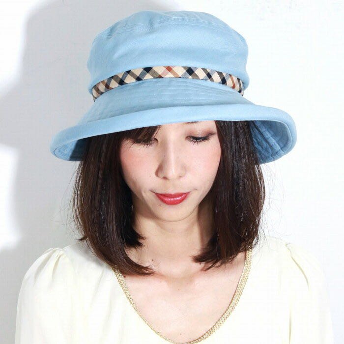 日本製 日本 正版 DAKS 經典格紋 抗UV帽 防曬 遮陽帽 帽子 帽 淺藍色 預