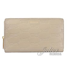 【茱麗葉精品】【全新商品】BALENCIAGA 巴黎世家 專櫃商品 717787 品牌烙印LOGO牛皮經典拉鍊長夾.米灰 現貨