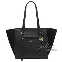 【茱麗葉精品】全新精品 MICHAEL KORS 專櫃商品 CARINE 絨布拼接皮革肩背托特包.黑 現貨