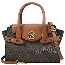 【茱麗葉精品】全新商品 MICHAEL KORS 專櫃商品 CARMEN 金屬MK撞色印花手提兩用包.深咖 現貨