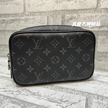 《真愛名牌精品》LV M43384 黑灰花 萬用包 手拿包 盥洗包  *88成新*(64662)