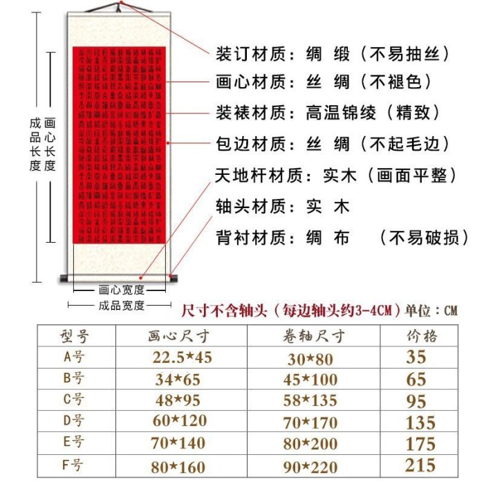 現貨 客廳豎版背景墻福字掛畫書法百福圖玄關裝飾畫卷軸百福圖卷軸壁畫