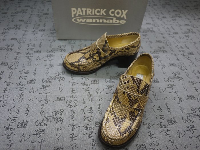 義大利製 原廠盒裝 Patrick Cox 高級蟒蛇皮粗跟鞋 EUR 37 USA 6.5 JPN 23.5 CM