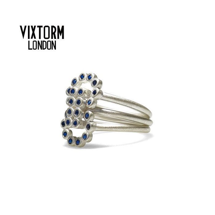 VIXTORM正品三圈925銀戒指 Croft克洛福鑲鋯石 英國潮牌設計純銀