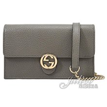 【茱麗葉精品】全新精品 GUCCI 專櫃商品 615523 WOC 金屬雙G LOGO小牛皮三用鍊包.灰 現貨