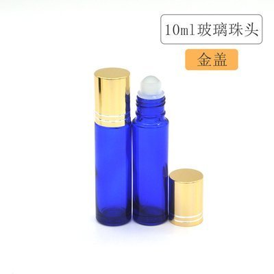 ☆芊芊☆現貨10ml 鋼珠滾珠頭+金色蓋 玻璃滾珠瓶 (檀香/檜木/肖楠油/精油瓶/玻璃空瓶) 透明 茶色 藍色