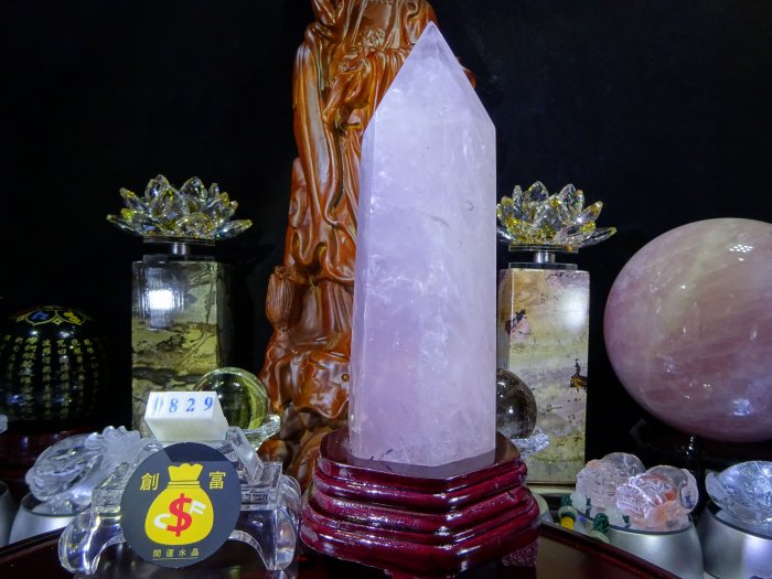 ®創富開運水晶© 0829 粉晶柱 粉水晶柱擺件  Rose Quartz 芙蓉石 蔷薇水晶 玫瑰晶 爱情石 星光 冰種 助桃花 增魅力 助姻緣 生日禮物