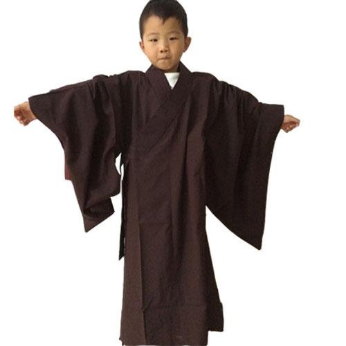 現貨 臺灣麻面料 咖啡色小孩僧服 海清僧鞋居士服 海青 直銷價 居士服