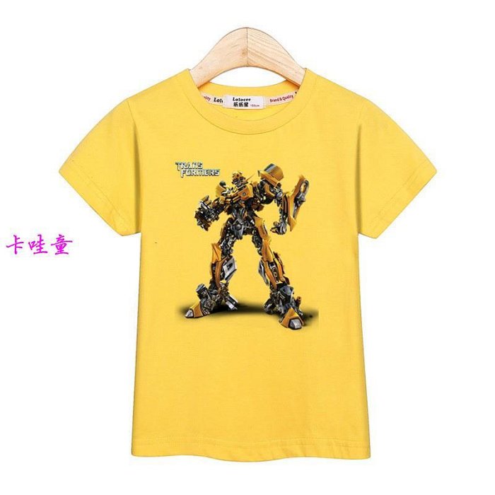 大黃蜂男童上衣短袖童裝t恤兒童純棉夏季衣服 變形金剛 變形機器人 汽車人