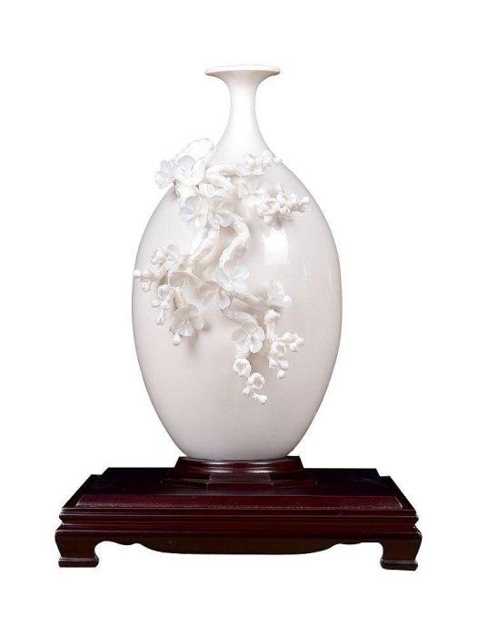 陶瓷白瓷桃花瓶擺件家居客廳書房博古架裝飾開業喬遷送禮禮品