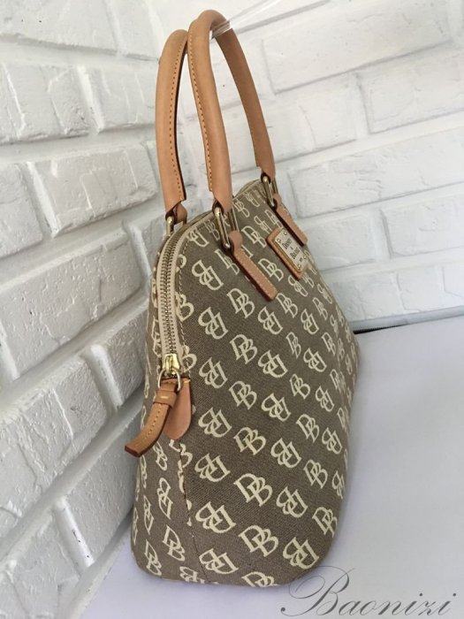 極新二手 DOONEY & BOURKE HP50Q BN  DB標誌真皮織布包  托特包手提包【寶妮子】