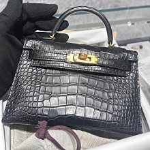 Hermes 愛馬仕 Mini Kelly 霧面鱷魚 口 黑金 新鮮貨 現貨