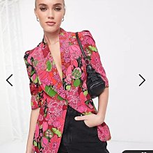 (嫻嫻屋) 英國ASOS-Morgan 花卉印花西裝泡泡袖外套EC23