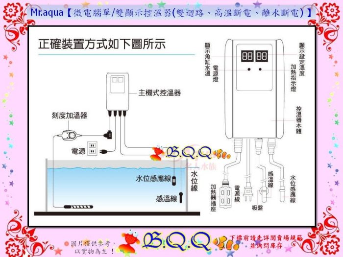 [B.Q.Q小舖]台灣Mr.aqua-水族先生【微電腦雙顯示控溫器(雙迴路、高溫斷電、離水斷電) 三重保護裝置】