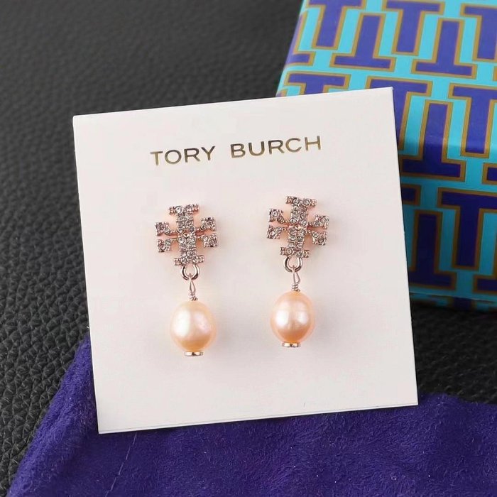 特惠 DanDan代購 Tory Burch TB 湯麗柏琦女士珍珠耳環 耳飾 飾品 經典碎鑽logo拼接幾何珍珠 浪漫優雅 端莊大氣 百搭時髦