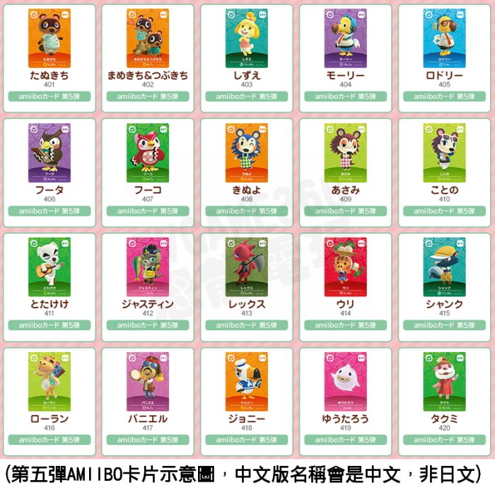 任天堂 AMIIBO NFC SWITCH NS 動物森友會 動物之森 卡片 第五彈 第5彈 中文版 1包3張 台中