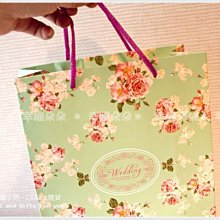 幸福朵朵＊Tiffany綠牡丹花(19.5x25x8.5cm)大手提袋(包裝袋.可裝禮品)- 送客禮物包裝袋.婚禮小物