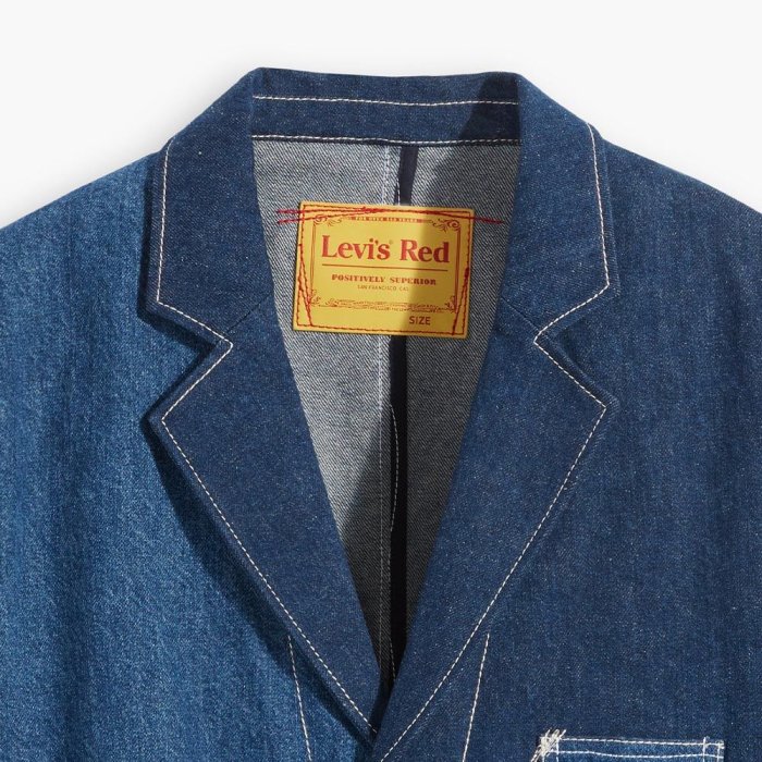 Levi's Red 全新工裝手稿風復刻再造牛仔西裝外套拼接風設計L號人氣新品